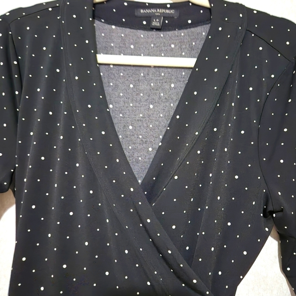 Banana Republic Black and White Long Sleeve Wrap Dress..SIZE:LP - Picture 5 of 11